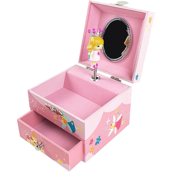 Vanity Case Enfant Lumineux Boîte à Bijoux Musicale Sirène - Coffret Vanity Avec Manivelle - Cadeau Fille Anniversaire - Brille La Nuit Coffret Bijoux Fille