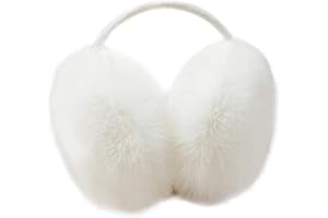 JIHUOO Damen Kuscheliger Plüsch Ohrwärmer Verstellbar Winter Warm Ohrenschützer Weiß