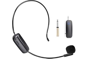 COMBLU Wireless Headset Microphone, UHF Microphone Headset System, Head Handheld Mic 2 in 1, Ear Mic with 165ft Range for Fitness, Teaching, Tour Guide, Voice Amplifier, Speaker