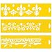 Produktbild (Satz von 3) 30cm x 8cm Flexibel Kunststoff Universal Schablone - Textil Kuchen Wand Airbrush Möbel Dekor Dekorative Muster Torte Design Technisches Zeichnen Zeichenschablone Wandschablone Kuchenschablone - Heraldische Lilie Fleur-de-lis Blätter