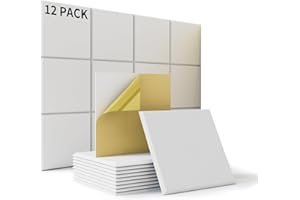 SUZAO 12 Pezzi Pannello Fonoassorbente Autoadesivi, Pannelli Insonorizzanti per Pareti Alta Densità 230kg/m³, 30 * 30 * 1cm Pannelli Fonoassorbenti Design per Studi di Registrazione, Uffici, Home Cinema