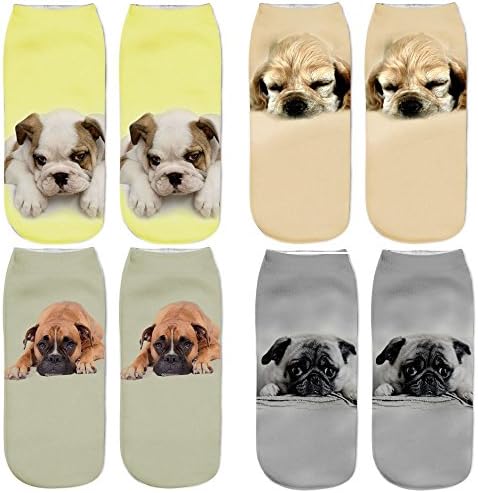 DouTree Women Girls 3D Crazy Funny Cartoon Cats Dogs Animals Socks (dog-2)