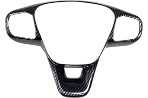 ERMWALR ABS Steering Wheel Cover for Ford Fiesta 2017 2018 2019 2020 2021, for Puma 2019 2020 2021, for Kuga 2020 2021, Color Matte Silver Carbon Fiber