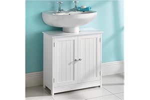 Saxony® Under sink storage bathroom cabinets free standing White wooden furniture sets cupboard unit with 2 doors floor cabinet MDF wood Crisp finish Large Space For Pedestal