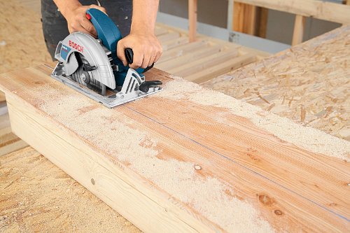 Bosch Professional GKS 65 Handkreissäge, 190 mm Sägeblatt-Ø, 30 mm Sägeblattbohrungs-Ø, 65 mm Schnitttiefe, HM-Sägeblatt, Parallelanschlag, Absaugadapter, 1.600 W, Karton - 5