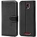 Produktbild Conie Schutzhülle kompatibel mit Wiko Jerry 3, Schwarze PU Lederhülle Klapphülle Etui Tasche mit Kartenfächer