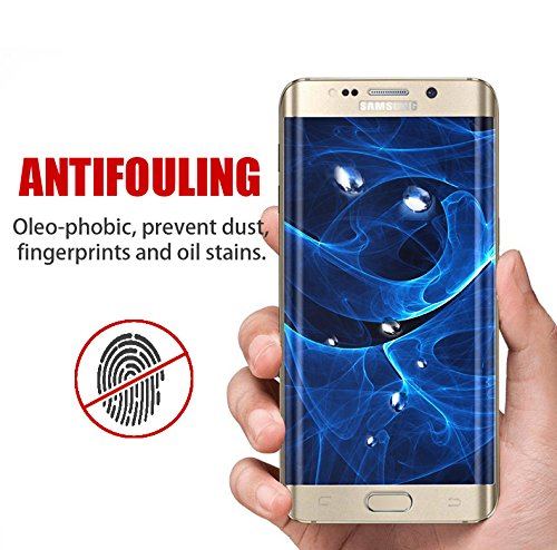 3D Full Coverage Screen Protector Galaxy S7 Edge Schutzfolie Mture Displayschutz Schutzglas für Galaxy S7 Edge 3D Touch kompatible Transparent Panzerglas Ultra Klar Film Stressfreie, Blasenfreie Installation, Anti-Fingerabdruck mit Härtegrad 9H Tempered Glass Hartglas LCD Displayschutzfolie für Samsung Galaxy S7 Edge (HD Clear) – Gold-1 Pack - 6