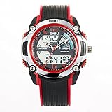 Gobu 1537 Fashion Sport Armbanduhr Multifunktions mehrfarbige LED lanalog Digital Wasserdicht Alarm Armbanduhr wasserabweisend Funktionen Alarm/Chronograph Stoppuhr/Timer rot rot