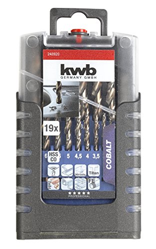 kwb Metallbohrersatz HSS-E 19-tlg. 248920 (Industriequalität, extreme Wärmebeständigkeit, für schwer zerspanbare Stoffe, präzisionsgeschliffen, DIN 338) - 2