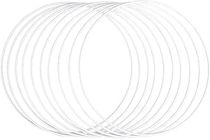 Rayher 25215102 Anelli in Metallo Bianchi, 10 Pezzi, 20 cm ø, Spessore circa 3 mm, Cerchi Metallici per Hobbistica, Acchiappasogni, Decorazioni in Macramè e Ghirlande