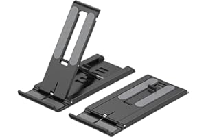 ASYKNM Tragbarer Mini-Handy-Ständer: 6-Fach winkelverstellbar, faltbar und für den Desktop geeignet. Kompatibel mit Mobiltelefonen und Tablets. Schwarze Handyhalterung für unterwegs.