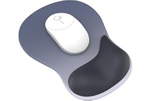 Giecy Podkładka pod mysz z podkładką pod nadgarstek, ergonomiczna podkładka pod mysz z miękką tkaniną i podwyższoną krzywą żelową (gradient niebiesko-ciemnoszary)