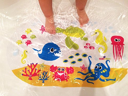 Salinka Rutschfeste Badematte Ozean – FREI von Phatalaten und Blei – Rutschfeste Matte für Badewanne und Dusche – aus strapazierfähigem mehltau- und schimmelresistentem PVC – viele starke Saugnäpfe – praktische Tasche für einfachen Transport – kostenloses E-Book - 7