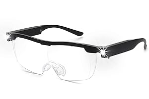 OKH 200% Lupenbrille mit Licht, Wiederaufladbare LED Beleuchtete Vergrößerung Brillen, Hands Free Lupe für Naharbeit, Handwerk, Juweliere, Lesen, Hobby