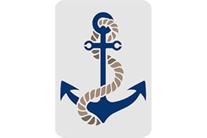 FINGERINSPIRE Stencil da 21 x 29,7 cm in plastica, riutilizzabile, a tema nautico, con ancora e fune, per decorare, dipingere, disegnare e realizzare progetti fai da te
