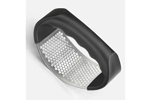 YEMMAR Prensa de Ajos, Cortador de Ajos, Acero Inoxidable, Negro