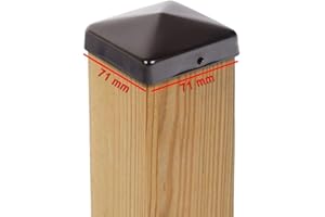 VIVAGARDEA 3x Pyramid Post Caps Black Powder-Coated Steel 71 x 71 mm