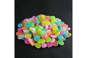 WRESS 100 Pcs Glowing Pebble Stones, Glow in Dark Luminous Cobblestones Glowing Pebble Rock Stones for Home, Garden, Walkway Aquarium, Fish Tank and Patio (Multicolor)