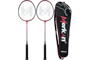 Merkan Badmintonschläger-Set für 2 Spieler, leicht und robust, Doppelschläger, Tragetasche im Set