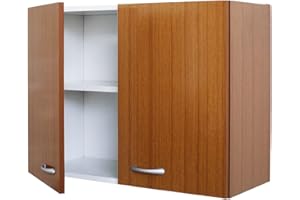 ARREDOBAGNOECUCINE Mobile armadietto pensile 80 teak per cucina con 2 ante H.60