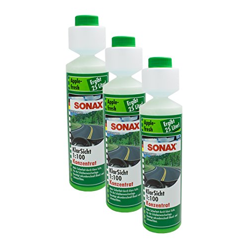 Preisvergleich Produktbild SONAX 3X 03721410 KlarSicht 1:100 Konzentrat Apple-Fresh ScheibenReiniger 250ml