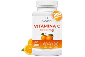Bandini® Vitamina C 1.000mg 200 Compresse (+6 Mesi) | Sistema Immunitario, Pelle, Ossa, Unghie, Capelli | Integratore con Acido L-Ascorbico ad Alto Dosaggio 100% Vegan
