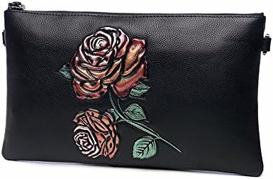 Leather ethnic style envelope bag, diagonal shoulder bag,Orange rose