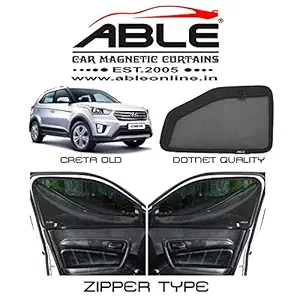 Able Dotnet Car Magnetic Sun Shade Curtains with Zipper for Hyundai Creta Old Set of 4 (Before 2020 Model)