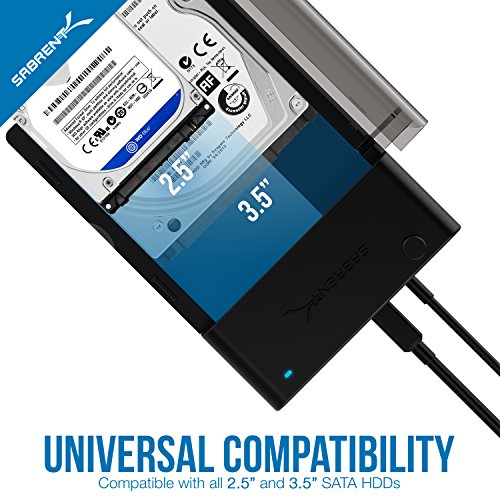 Sabrent Dockingstationen – USB 3.0 zu SATA externer Festplatte Lay-Flat-Dockingstation für 2,5 oder 3,5 Zoll HDD, SSD [Support UASP] (EC-DFLT) - 3