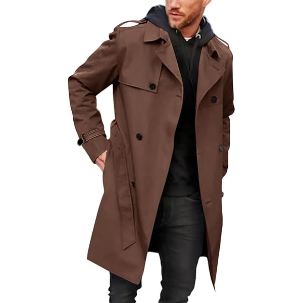 Amazon Plaid Long Peacoat Long Coat Men UANEO Men's Plaid Trench