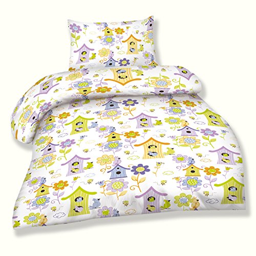 Microfaser Kinder Bettwäsche 2tlg. 100x135 cm + 40x60 cm Öko-Tex Standard 100 (BLUMEN