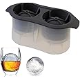 KARP Large Sphere Ice Cube Trays - Leak-Free 2.5" Round Ice Ball Maker for Whiskey, Cocktails, and More - 2 Cavity - (1 Pack)