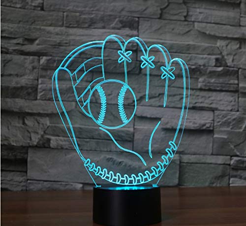 Preisvergleich Produktbild LED Schreibtischlampe 3D Optische Täuschung 7 Farbwechsel Angetriebenes Nachtlicht Schlafzimmer Lampe Dekor Beleuchtung Baseball Handschuh Geschenk