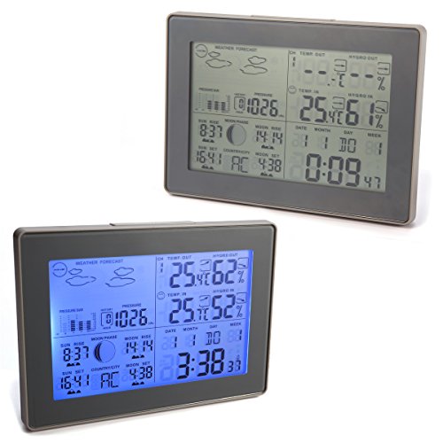 LCD Funkwetterstation Wetterstation Hygrometer inkl. Außensensor Innen- und Außentemperatur mit Wettervorhersage Temperatur Luftfeuchtigkeit - 3