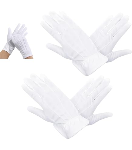 Guanti Bianchi Per Cameriere 2 Paia Guanti Bianchi In Nylon Con Fibbie - Antisudore, Per Cerimonie, Cosplay E Lavori Di Precisione Guanti Cerimonia Eleganti