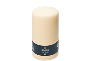 IVYLINE Spaas Unscented Pillar Candle 100/200 mm, 140 Hours, Ivory