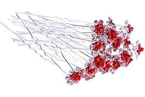 Frcolor Horquillas de Rosas para Novia 20 unids Horquillas para el Pelo en Forma de U Juego de Horquillas para el Pelo de Cristal para la Boda Fiesta