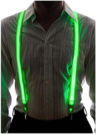 Men Braces 25mm Light Up LED Trouser Suspenders, One Size (Green)