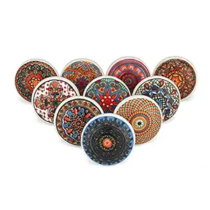 Door Knobs for Drawers - Colorful Decorative Ceramic Pulls for Dresser Kitchen Cabinet Furniture Hardware Accessories - Multicolor - Pack of 10