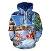 Produktbild Bovake Weihnachten Unisex 3D Printed Kapuzenpullover Sweatshirt Mit Kapuze Hoodie Jacke Pullover Winterjacke Mantel Parka Freizeit Tops Casual Longsleeve