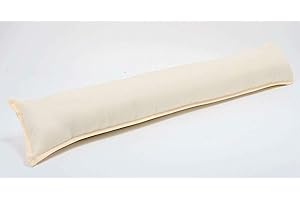 EHD Plain Fabric Draught Excluder Super Soft Hollowfibre Polyester Filled Doors Draft Insulator Windows Hallway Energy Savers (Cream)
