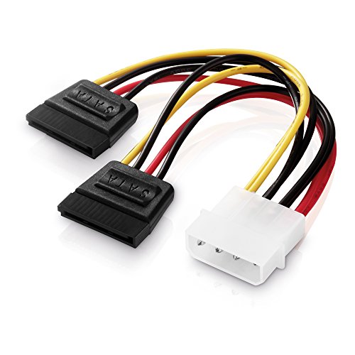 adaptare 34002 15 cm Adapter-Kabel 4-pin Molex auf 2-mal 15-pin SATA-Stecker schwarz