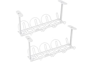 Daucin 2 Pcs Cable Management Tray, Cable Trays for Under Desk, Metal Wire Cable Management Tray Organiser for Office Work Room Closet Kitchen Garage