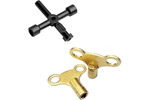 The Slate Project Radiator Bleed Key & 4 Way Multi Key - Radiator Valve Clock Key for Bleeding and Air Vent- Made of Solid Brass- (3 Pack Set 2 X Brass Keys and 1 X Multi Key)