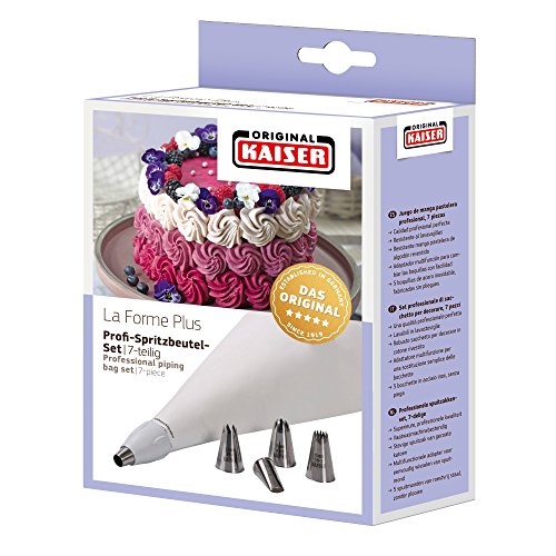KAISER Profi Spritzbeutel-Set 7-teilig Spritzbeutel kochfest Adapter Tüllen Perfect perfekte Profi-Qualität spülmaschinengeeignet 5 verschiedene Edelstahl rostfreitüllen - 2