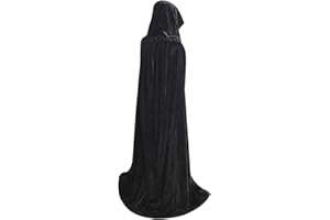 JYOHEY Umhang Schwarz Rot Samt Umhang Lang Mit Kapuze Umhang Für Halloween Kostüm Zauberer Vampir Kostüm Erwachsene Unisex
