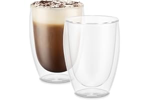 Bodum PAVINA Verres Double Paroi 2 pièces – Tasses Latte 350ml – Verre Thermique en Borosilicate – Lave-Vaisselle