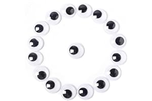QIKAARA 200 Stück Selbstklebende Wackelaugen, 20mm Kulleraugen Selbstklebend, Kunststoff Augen zum Basteln,Puppe Augen, Schwarze Wackelaugen, Bastelaugen, Wiggle Googly eyes für DIY Kunsthandwerk Dekoration