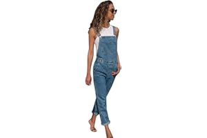 SEMEN Womens Casual Washed Distressed Denim Dungarees Long Pants Regular Fit Jeans Bib Overalls Classic Jumpsuit Trousers with Pockets