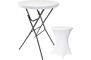 ‎TRUTZHOLM TRUTZHOLM Stehtisch Ø 80cm wahlweise mit Husse Bistrotisch Partytisch Klapptisch Biertisch + Decke (Stehtisch inkl. Husse weiß)